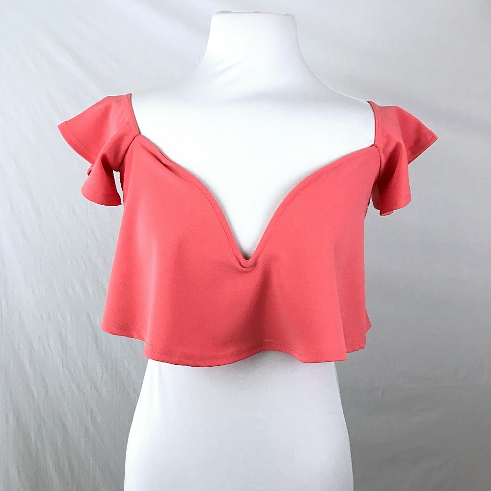NWT Missguided Sweetheart Frilled Bardot Crop Top - Picture 7 of 8